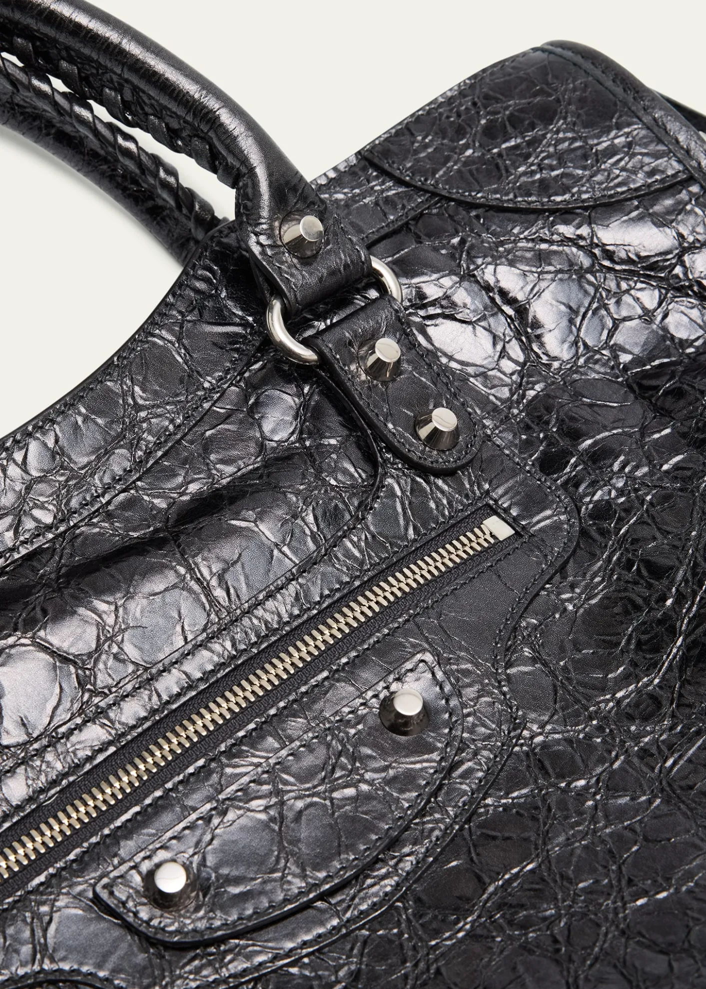 BalenciagaLe City Medium Metallic Leather Top-Handle Bag