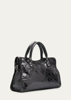 BalenciagaLe City Medium Metallic Leather Top-Handle Bag