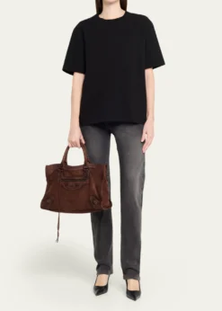 BalenciagaLe City Medium Suede Shoulder Bag