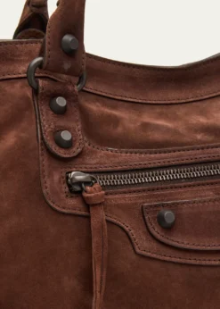 BalenciagaLe City Medium Suede Shoulder Bag