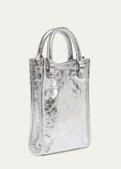 BalenciagaLe City Metallic Leather Tote Phone Holder