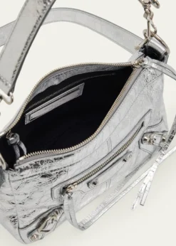 BalenciagaLe City Mini Metallic Leather Moto Shoulder Bag