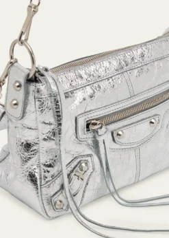 BalenciagaLe City Mini Metallic Leather Moto Shoulder Bag