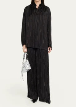 BalenciagaLe City Mini Metallic Leather Moto Shoulder Bag