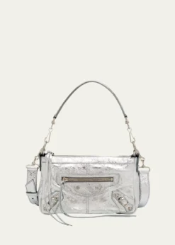 BalenciagaLe City Mini Metallic Leather Moto Shoulder Bag