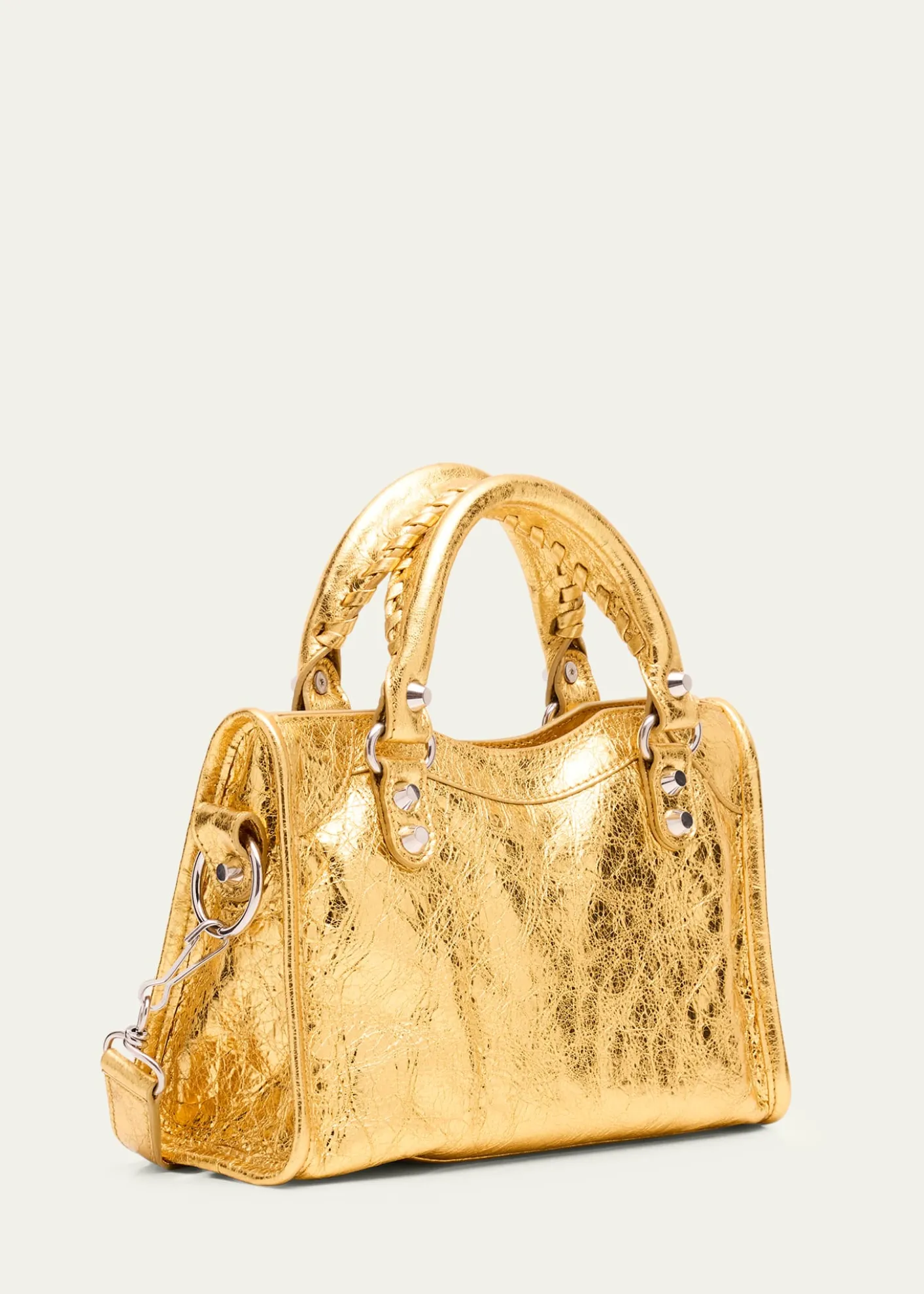 BalenciagaLe City Mini Metallic Leather Top-Handle Bag
