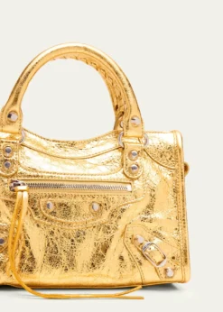 BalenciagaLe City Mini Metallic Leather Top-Handle Bag