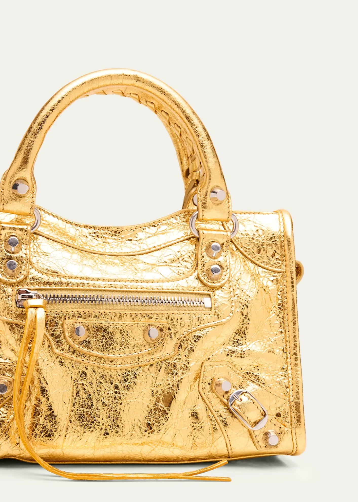 BalenciagaLe City Mini Metallic Leather Top-Handle Bag