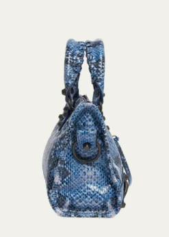 BalenciagaLe City Mini Python-Embossed Leather Top-Handle Bag