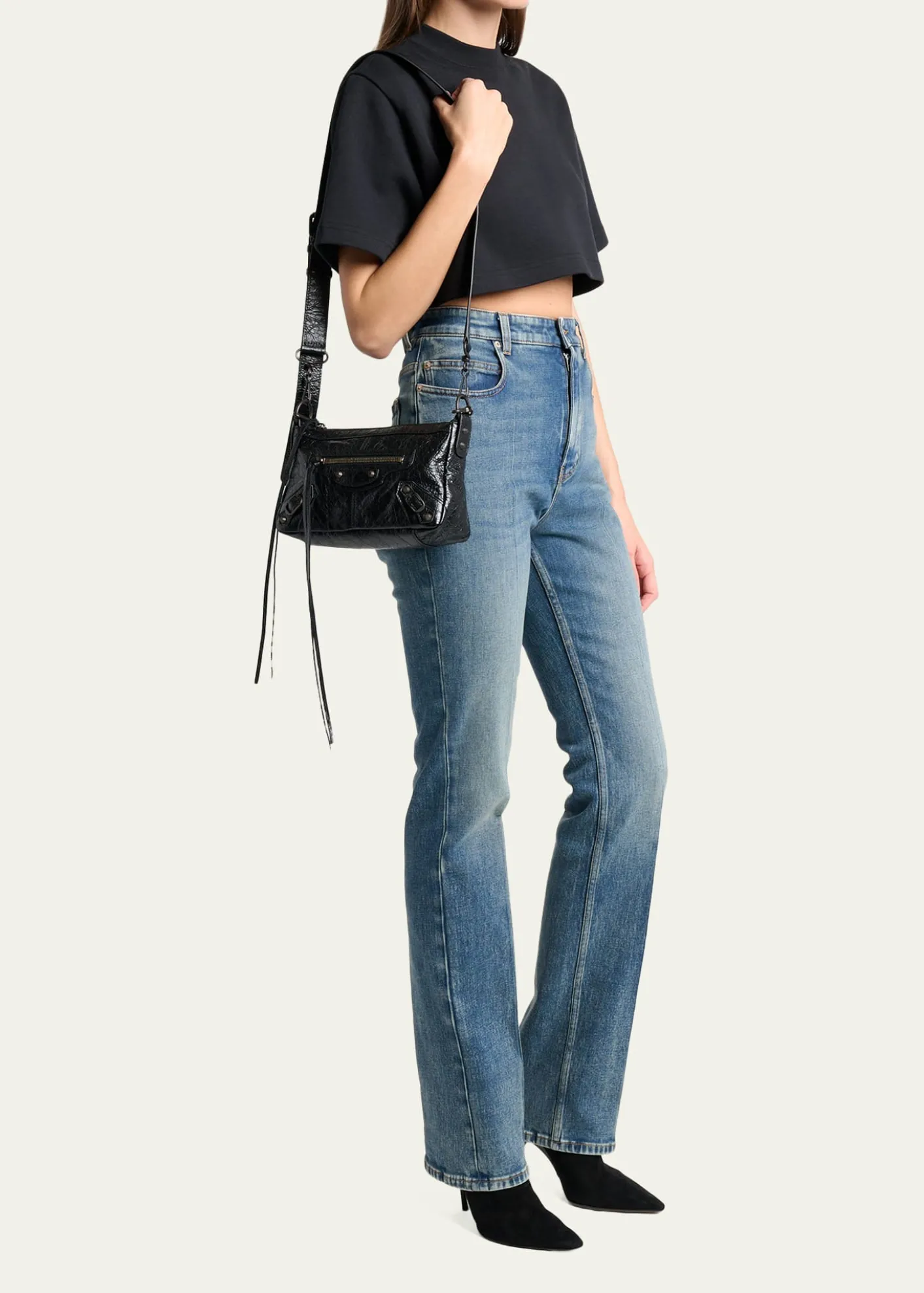 BalenciagaLe City Moto Mini Leather Shoulder Bag