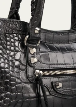 BalenciagaLe City Small Croc-Embossed Leather Top-Handle Bag