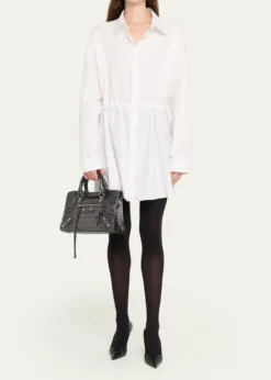 BalenciagaLe City Small Croc-Embossed Leather Top-Handle Bag