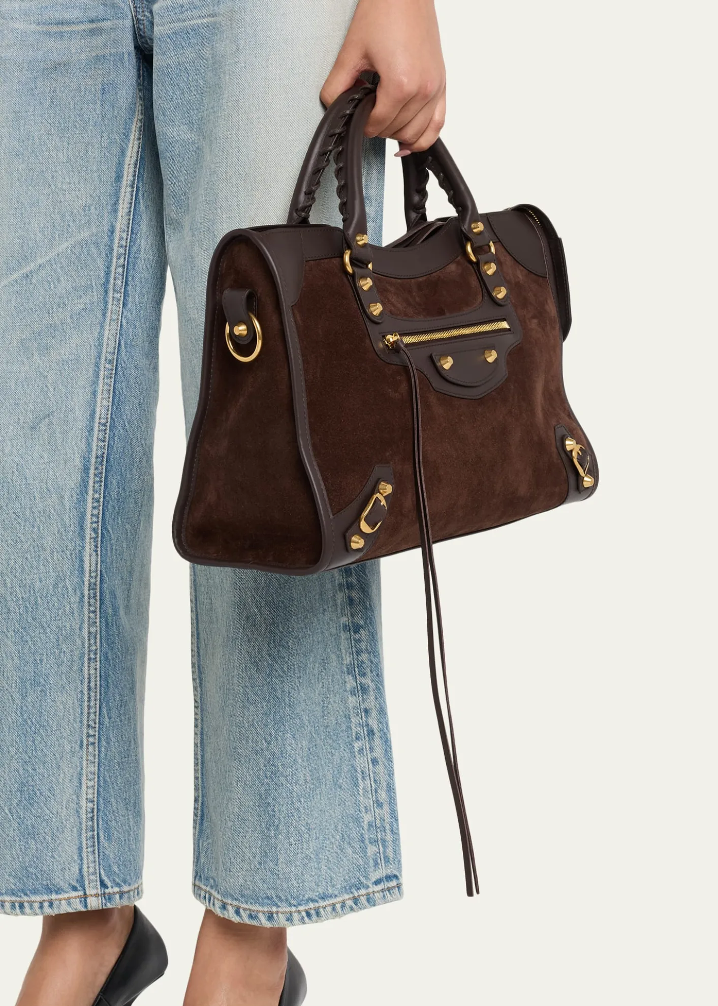 BalenciagaLe City Suede & Leather Top-Handle Bag