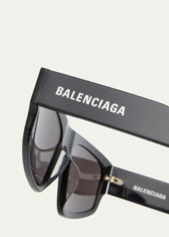 BalenciagaLogo Acetate Rectangle Sunglasses