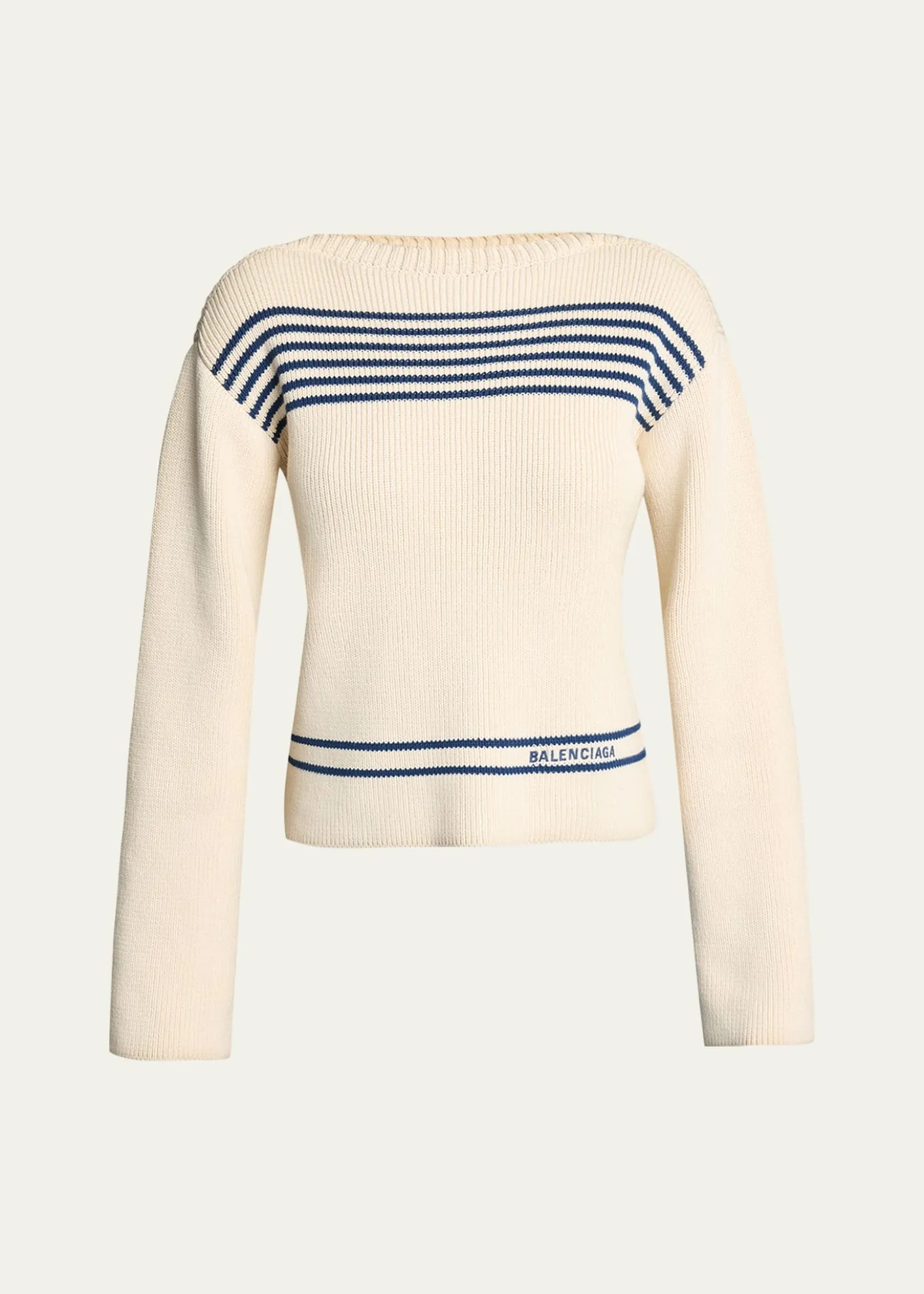 BalenciagaMariniere Striped Cotton Knit Boat-Neck Sweater