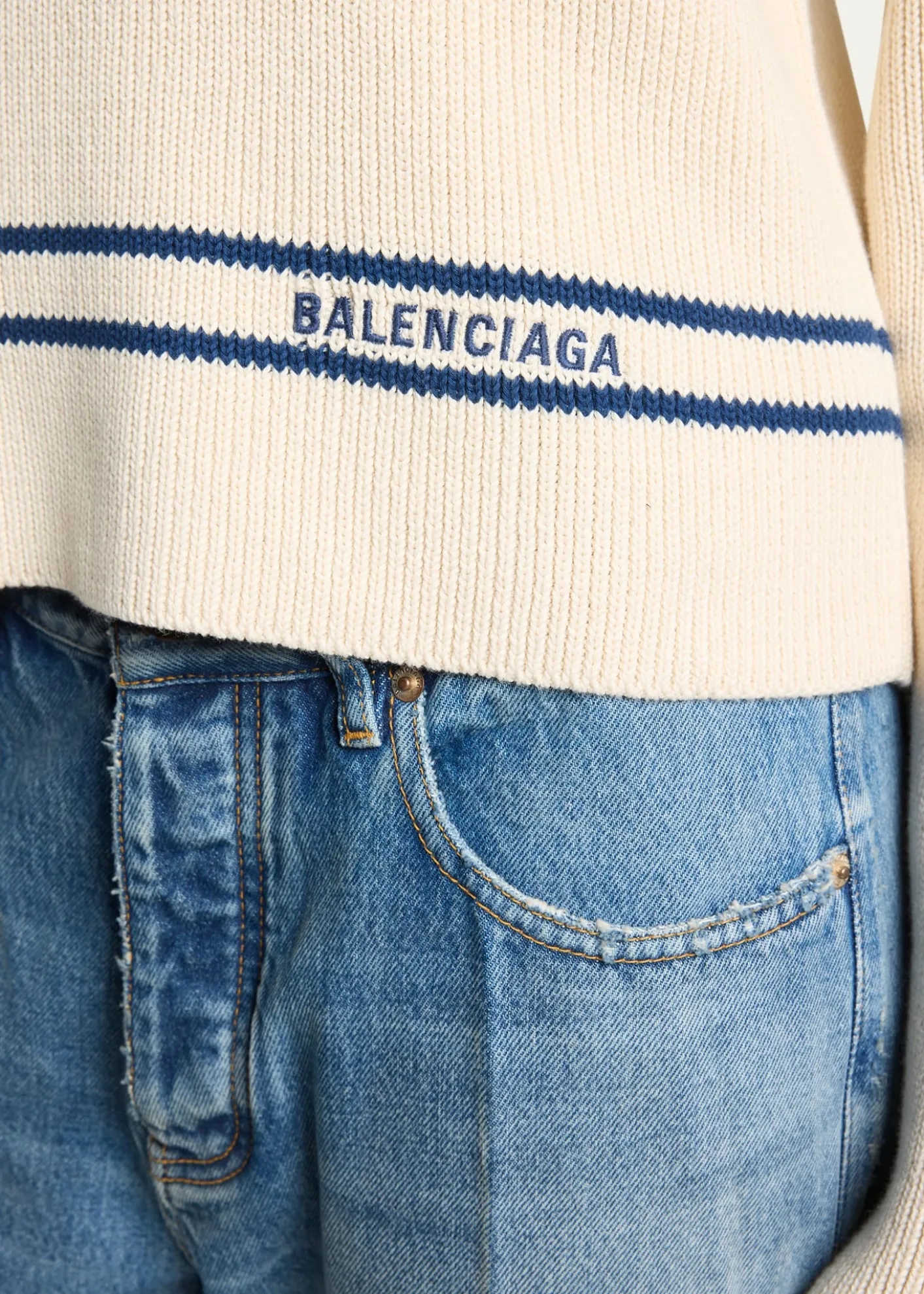 BalenciagaMariniere Striped Cotton Knit Boat-Neck Sweater