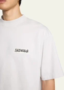 BalenciagaMen's Jersey Masking Tape Logo T-Shirt