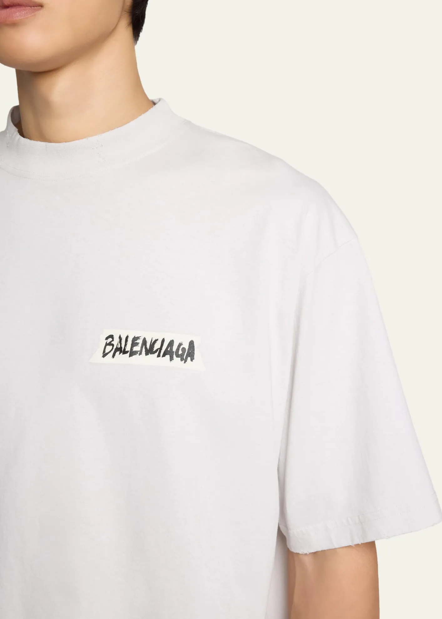 BalenciagaMen's Jersey Masking Tape Logo T-Shirt