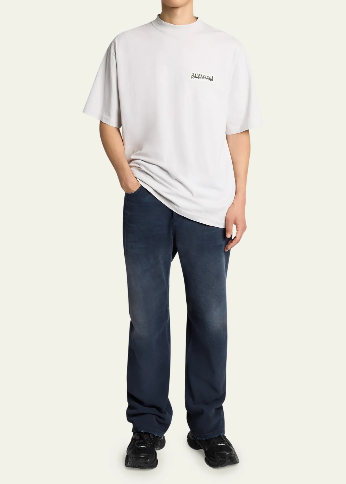 BalenciagaMen's Jersey Masking Tape Logo T-Shirt