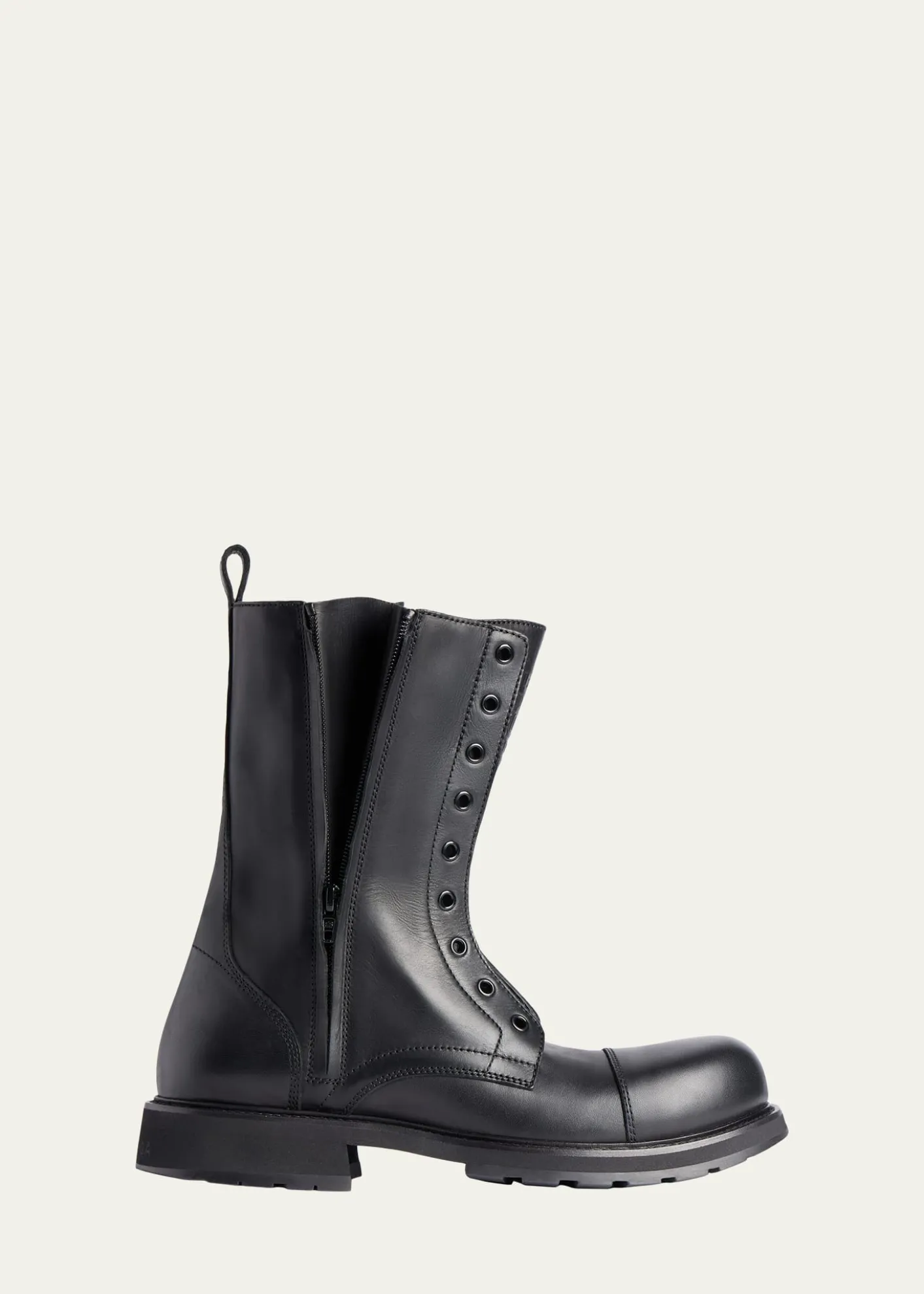 BalenciagaMen's Truck Leather Cap-Toe Lace-Up Boots