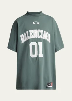 BalenciagaMen's Basketball Logo Oversized Fit T-Shirt