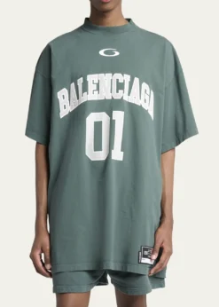 BalenciagaMen's Basketball Logo Oversized Fit T-Shirt