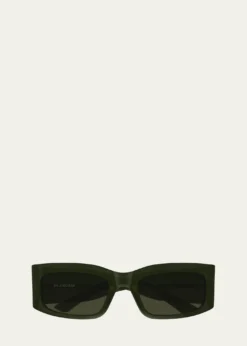 BalenciagaMen's BB0328S Acetate and Nylon Rectangle Sunglasses