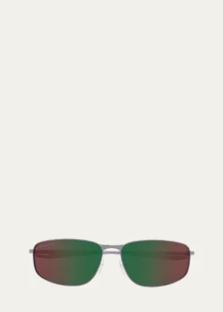BalenciagaMen's BB0494SA-005 Metal and Nylon Rectangle Sunglasses