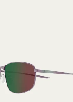 BalenciagaMen's BB0494SA-005 Metal and Nylon Rectangle Sunglasses