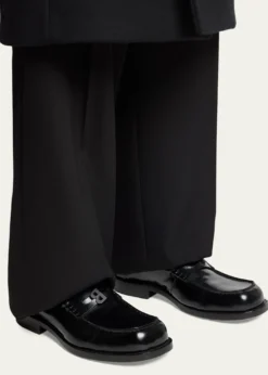 BalenciagaMen's Comfy B-Logo Calfskin Penny Loafers