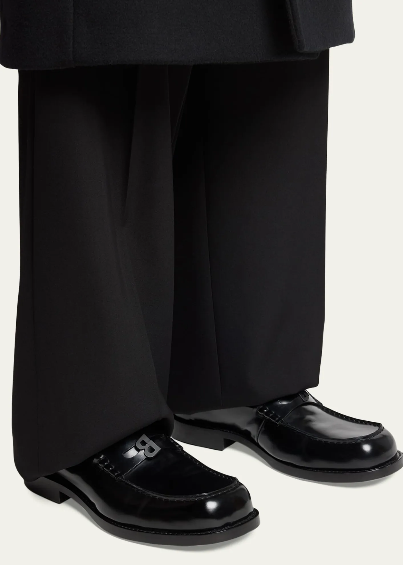 BalenciagaMen's Comfy B-Logo Calfskin Penny Loafers