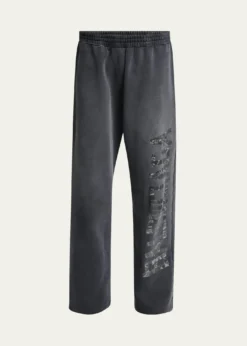 BalenciagaMen's Faded Terry Logo Tape Relaxed-Fit Sweatpants