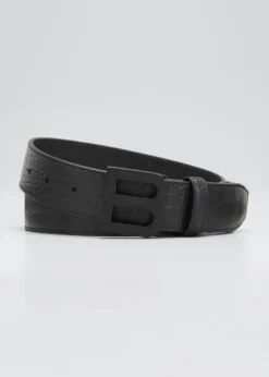 BalenciagaMen's Hourglass B-Logo Tonal Leather Belt