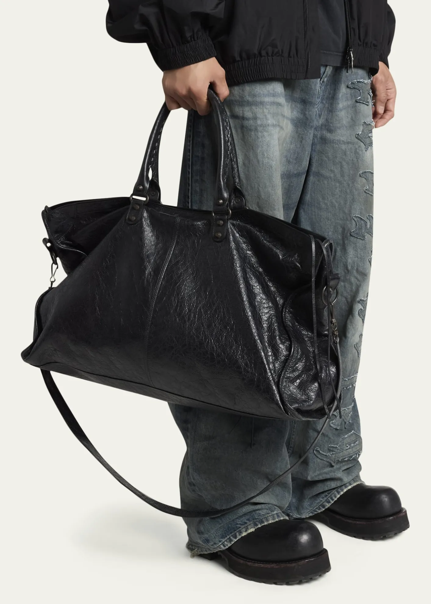 BalenciagaMen's Le City Leather Travel Duffel Bag