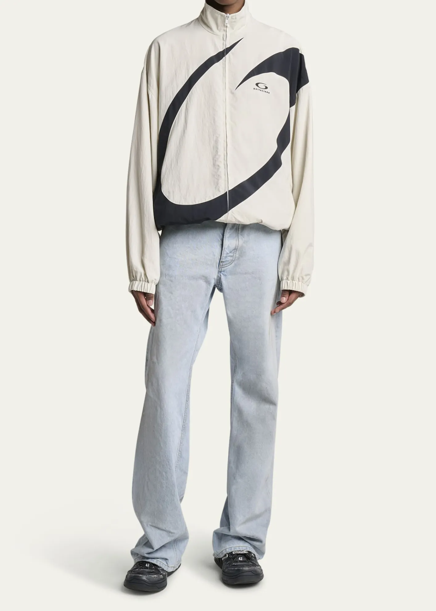 BalenciagaMen's Nylon Circle Logo Track Jacket