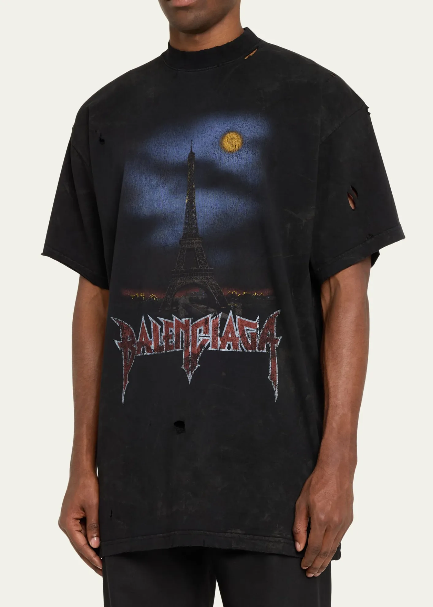 BalenciagaMen's Paris Moon Jersey T-Shirt