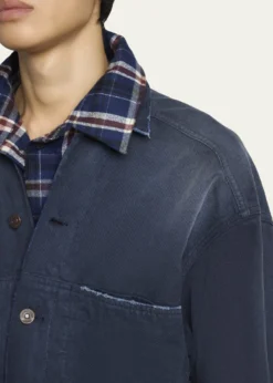BalenciagaMen's Patched Denim Mixed-Media Shirt Jacket