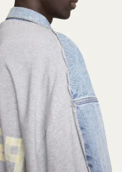 BalenciagaMen's Pieced Denim and Terry Trucker Jacket