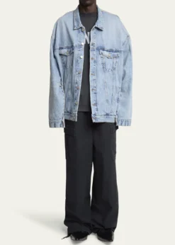 BalenciagaMen's Pieced Denim and Terry Trucker Jacket