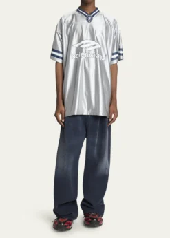BalenciagaMen's Shiny 3B Football V-Neck T-Shirt