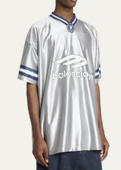 BalenciagaMen's Shiny 3B Football V-Neck T-Shirt