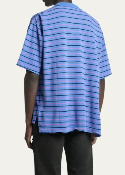 BalenciagaMen's Striped Pique Polo Shirt