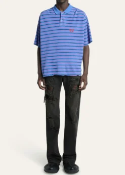 BalenciagaMen's Striped Pique Polo Shirt