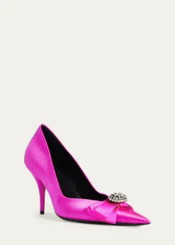 Balenciaga90mm Avenue Palazzo Embellished Bow Satin Pumps
