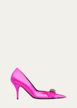 Balenciaga90mm Avenue Palazzo Embellished Bow Satin Pumps