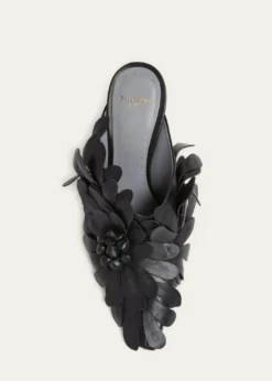 Balenciaga90mm Flowers Leather Mule Pumps