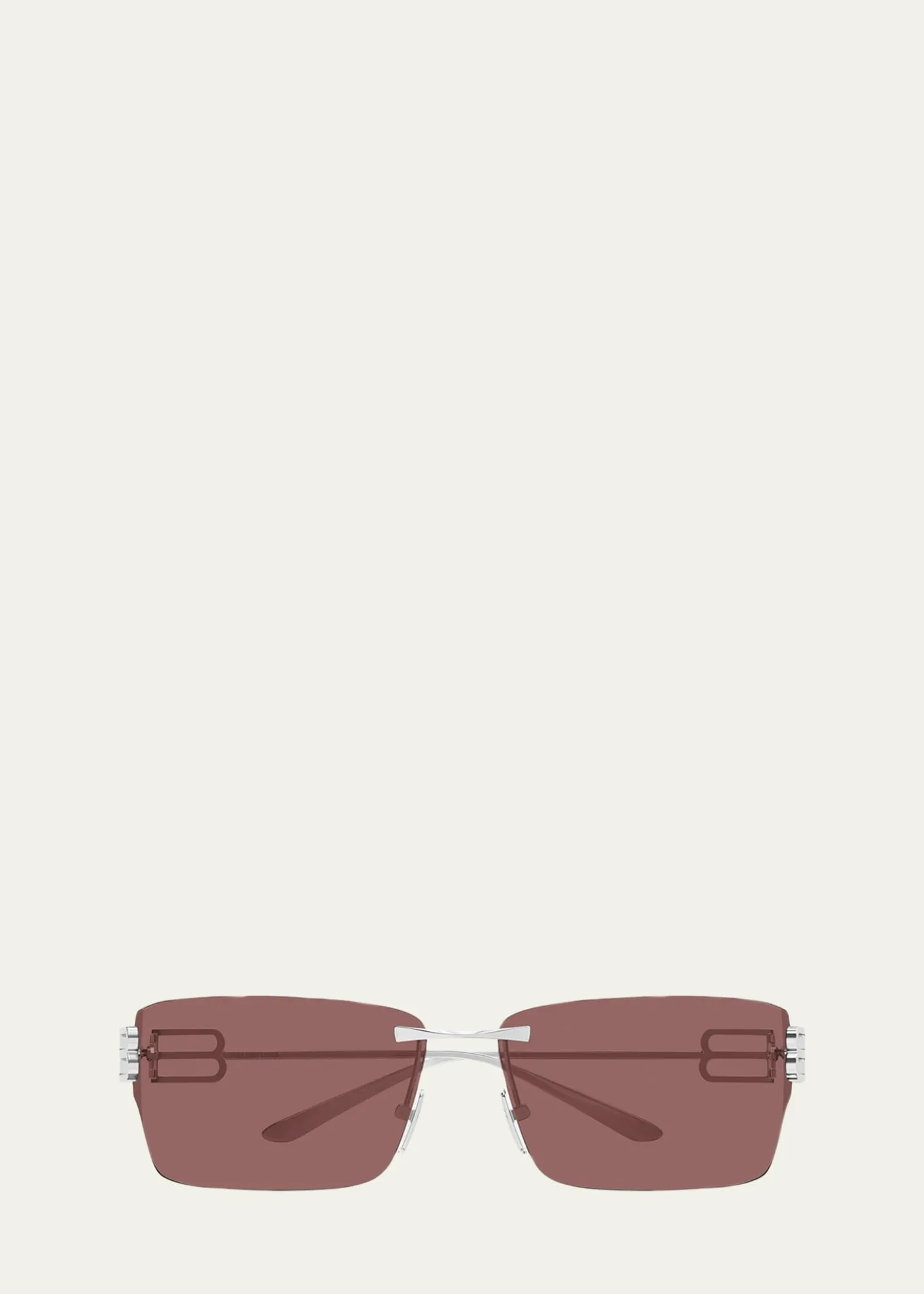 Balenciaga76mm Metal Rectangular Sunglasses