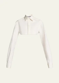 BalenciagaOrgandi Cotton-Silk Poplin Crop Collared Shirt