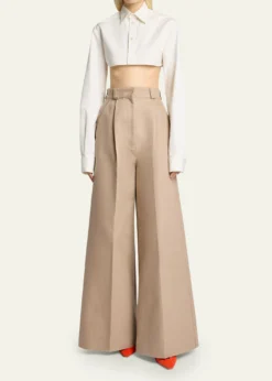 BalenciagaOrgandi Cotton-Silk Poplin Crop Collared Shirt