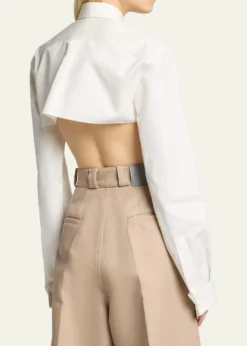 BalenciagaOrgandi Cotton-Silk Poplin Crop Collared Shirt